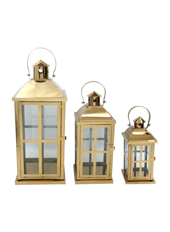 دانيا مجموعة فوانيس رمضان مكونة من 3 قطع ذهب / شفاف Lantern 1 (20x50), Lantern 2 (16x40), Lantern 3 (12x30)سم - Image 1