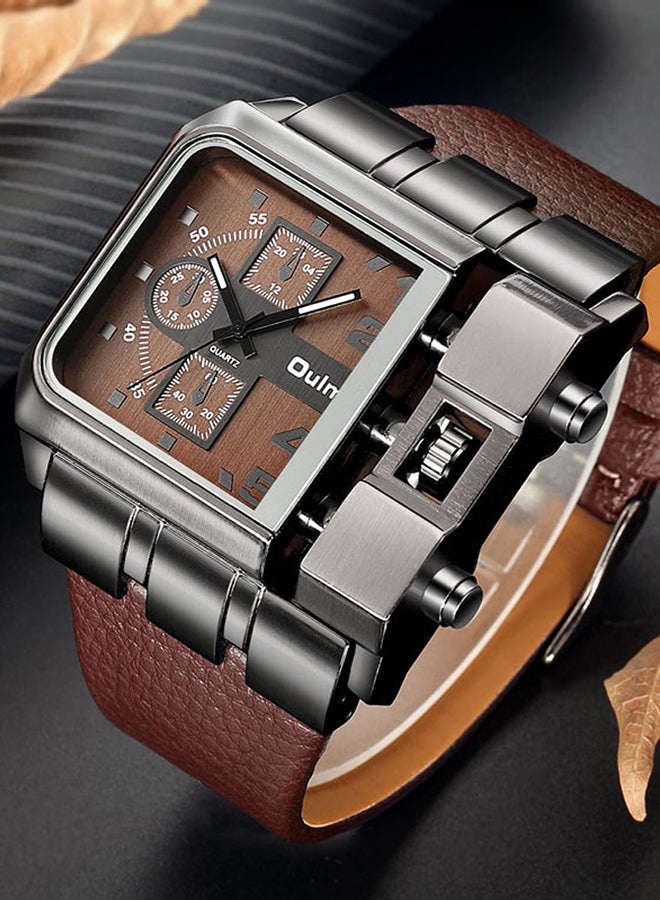 أولم ساعة يد كوارتز بعقارب وسوار من الجلد طراز HP336401 للرجال - Image 4