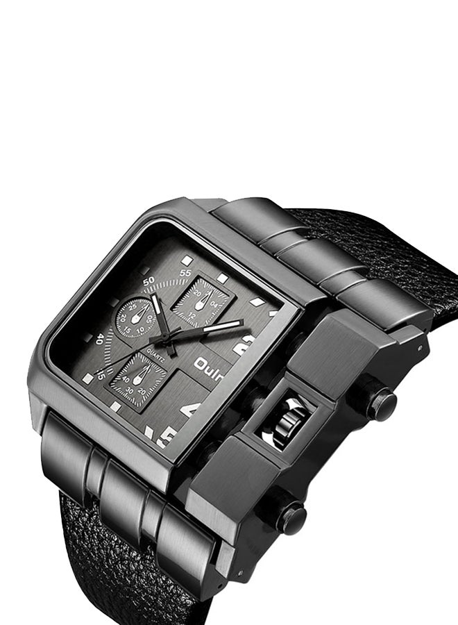Oulm Men's Quartz Analog Leather Watch HP336402 - 53 mm - Black  - Image 2