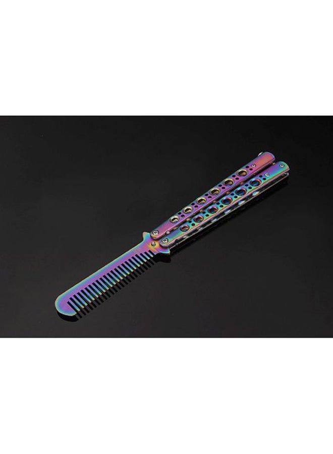 Stainless Steel Folding Butterfly Comb Purple/Blue/Green 22.7cm - Image 4