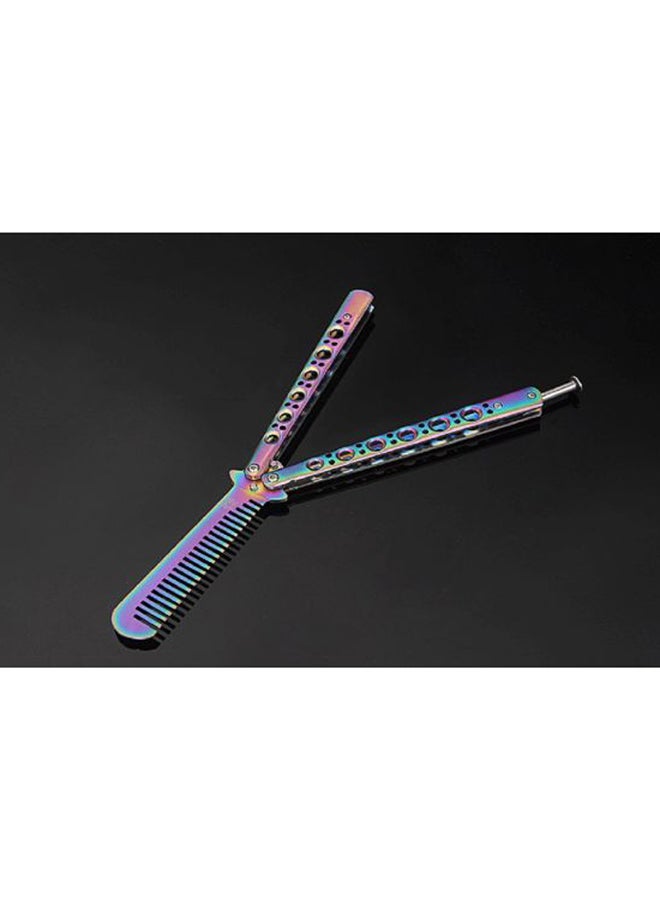 Stainless Steel Folding Butterfly Comb Purple/Blue/Green 22.7cm - Image 5