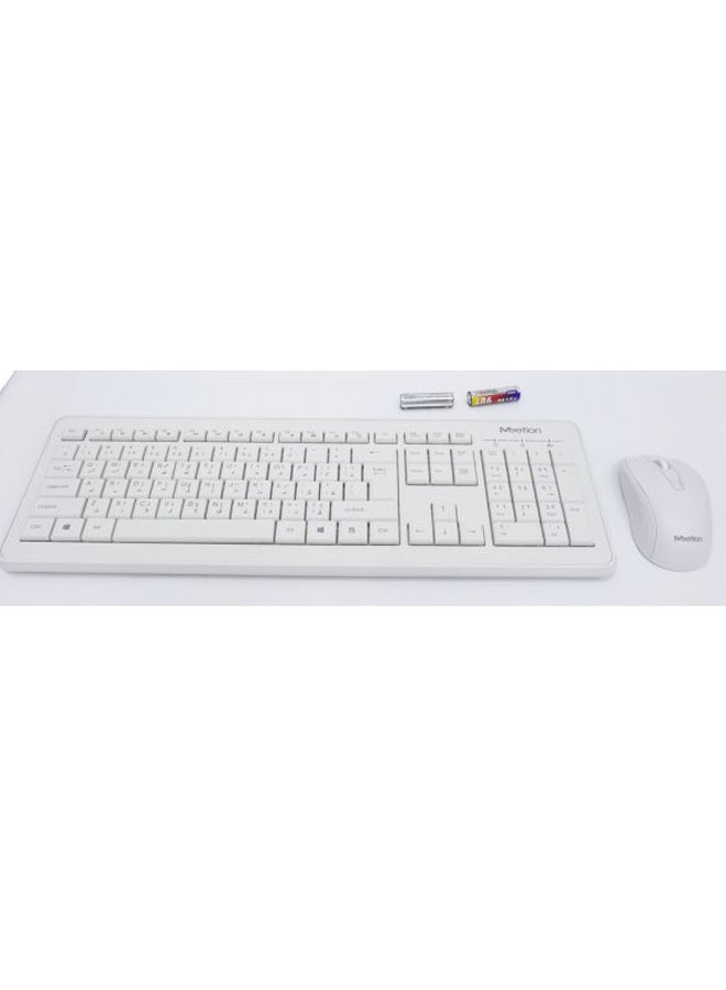 Meetion - Wireless Keyboard And Mouse Set - English/Arabic White - Image 1