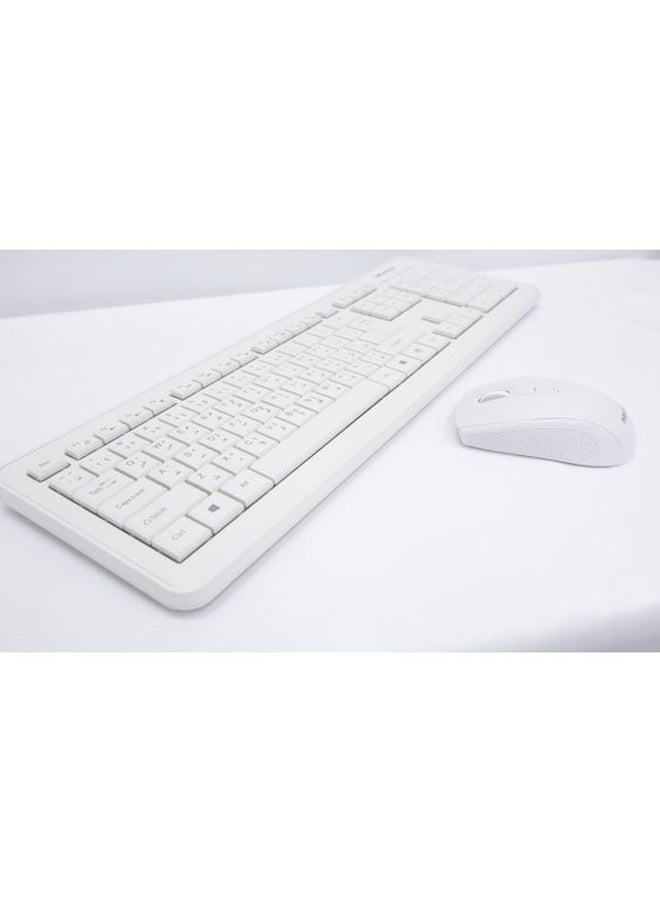 Meetion - Wireless Keyboard And Mouse Set - English/Arabic White - Image 1