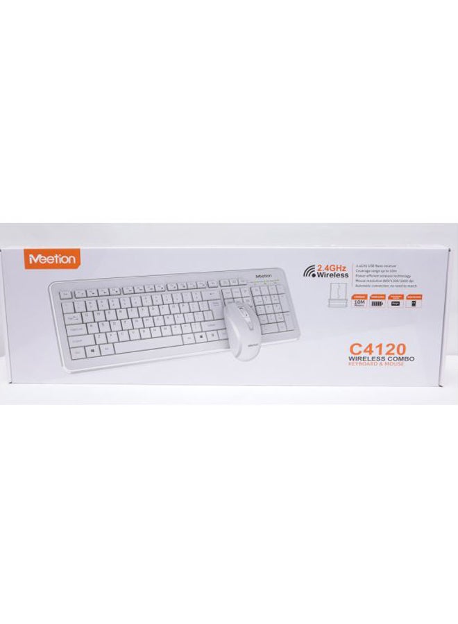 Meetion - Wireless Keyboard And Mouse Set - English/Arabic White - Image 1