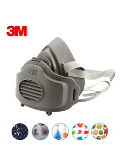 3M Half Face Respirator Mask Grey/White  - Image 2