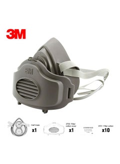 3M Half Face Respirator Mask Grey/White  - Image 3