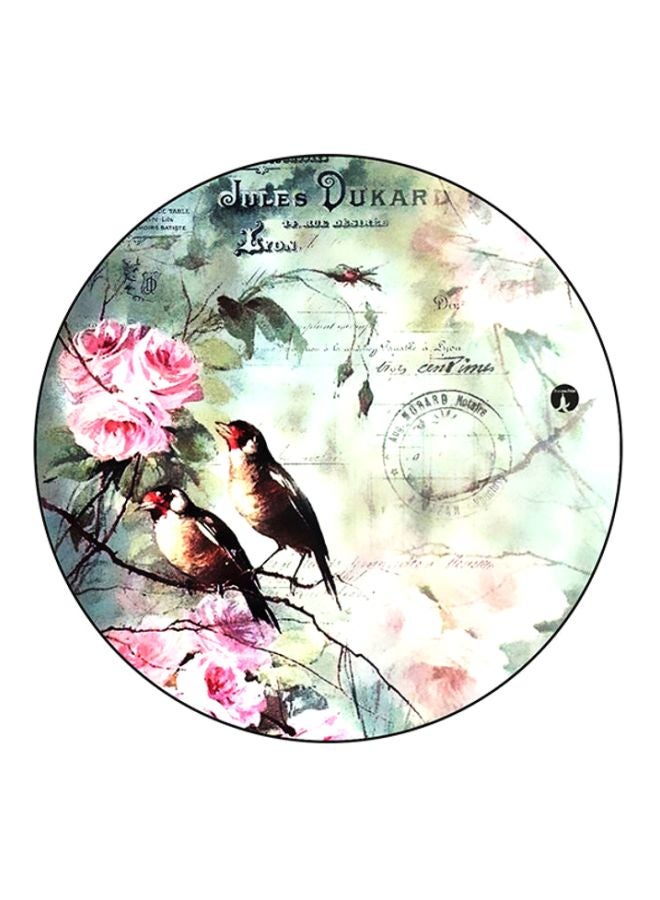 BP Birds Printed Round Mouse Pad Green/Pink/White