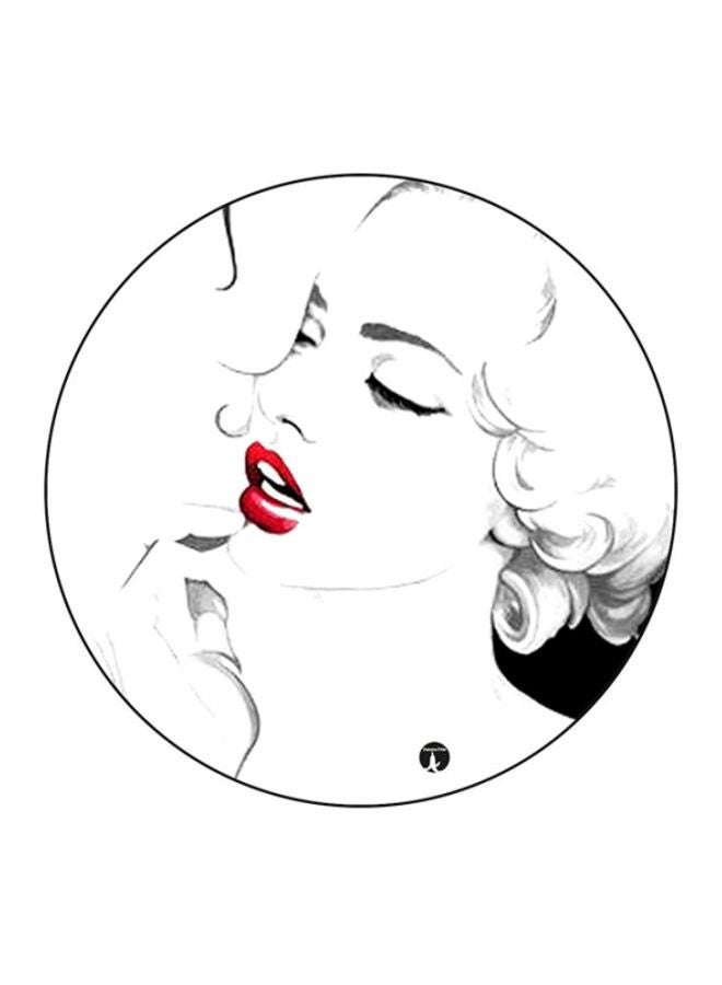 A Woman Printed Round Mouse Pad White/Black/Red