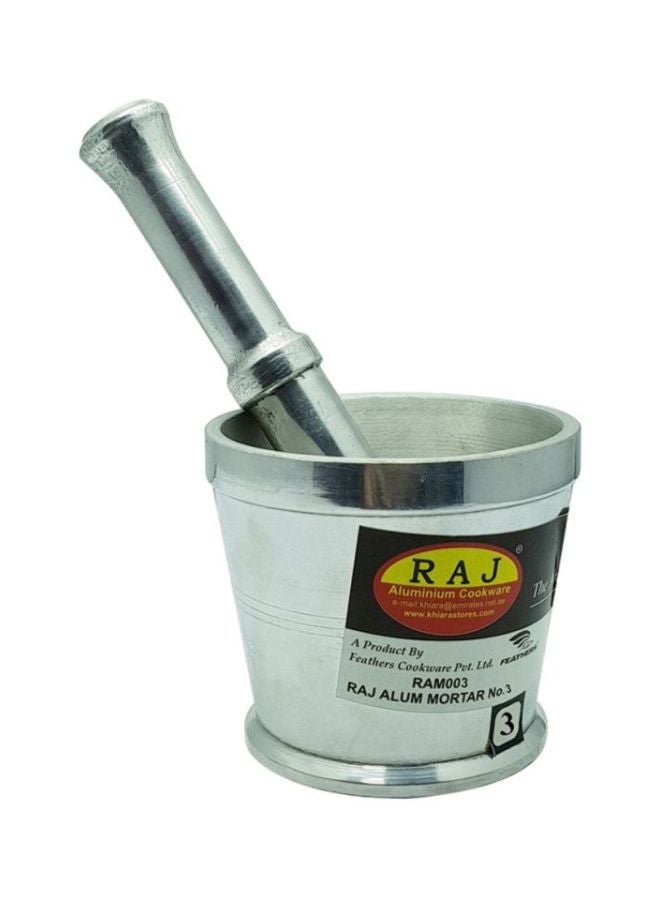 RAJ Aluminium Mortar & Pestle Set Silver 