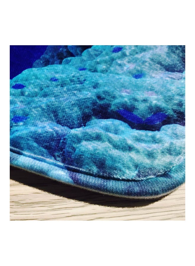 4 Pcs/set Summer Beach Conch Starfish Printed Pattern Bathroom Decoration Water-resistant Shower Curtain Pedestal Rug Lid Toilet Cover Mat Non-slip Bath Mat Set Green 40.0 x 30.0 x 4.0cm - Image 4