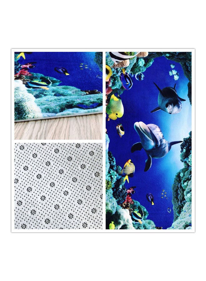 4 Pcs/set Summer Beach Conch Starfish Printed Pattern Bathroom Decoration Water-resistant Shower Curtain Pedestal Rug Lid Toilet Cover Mat Non-slip Bath Mat Set Green 40.0 x 30.0 x 4.0cm - Image 5