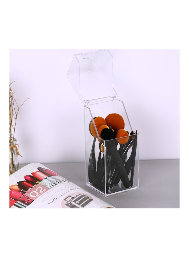 Generic - Clear Acrylic Dust Proof Makeup Brush Organizer Cosmetic Brushes Eyebrow Pencil Storage Holder With Lid Transparent - Image 1