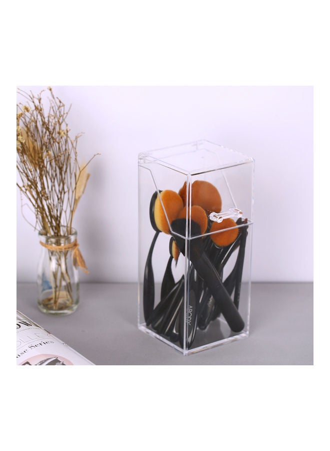 Generic - Clear Acrylic Dust Proof Makeup Brush Organizer Cosmetic Brushes Eyebrow Pencil Storage Holder With Lid Transparent - Image 1