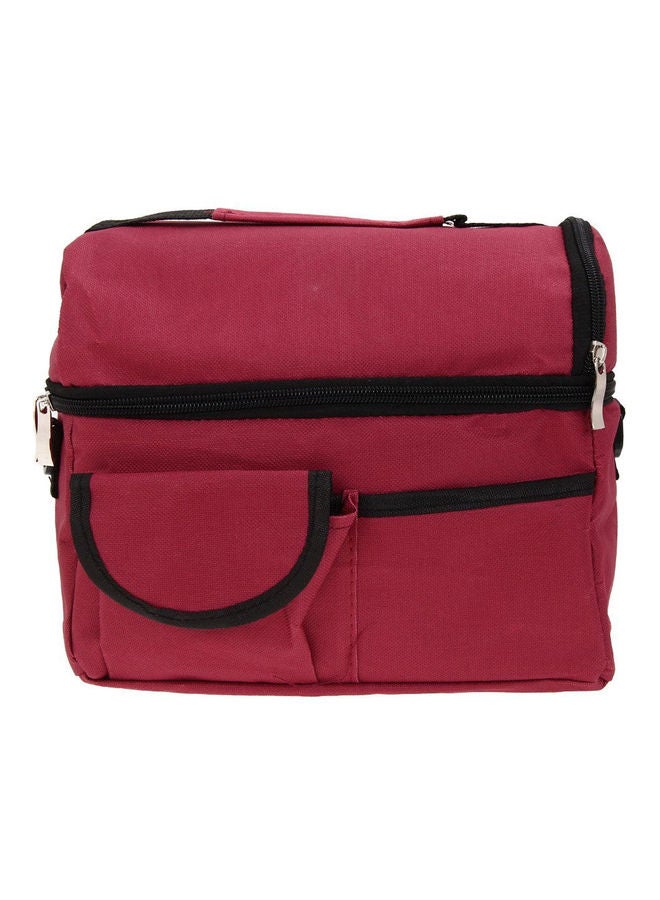Generic Large Capacity Insulated Square Lunch Bag Cooler Tote Carry Bags Travel Bento Box With Adjustable Shoulder Strap Wine Red - Image 4