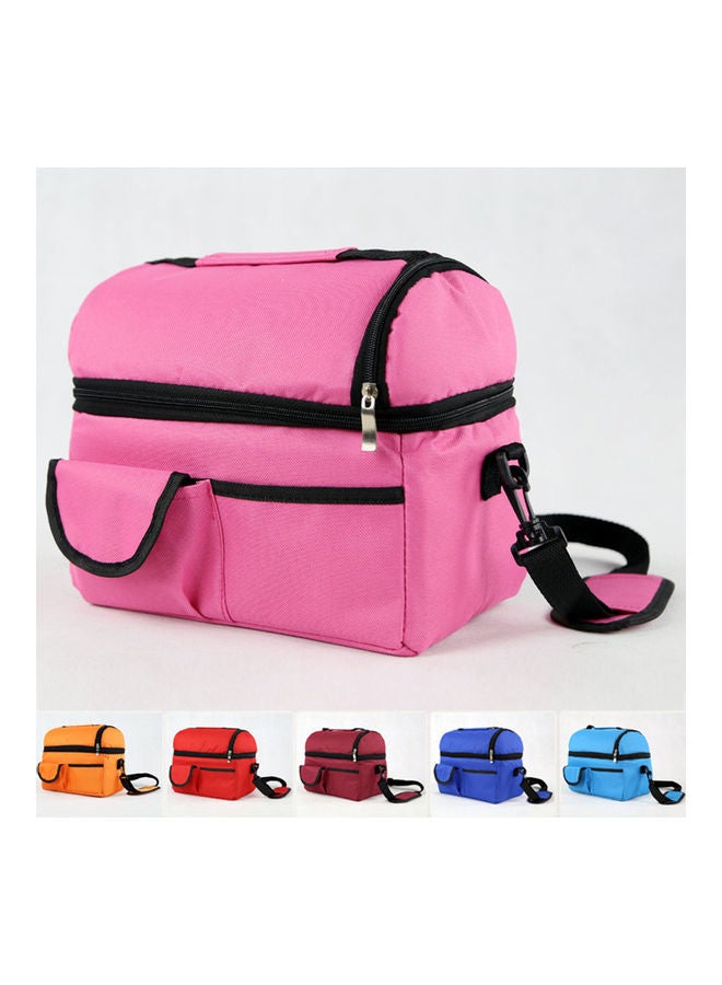 Generic Large Capacity Insulated Square Lunch Bag Cooler Tote Carry Bags Travel Bento Box With Adjustable Shoulder Strap Wine Red - Image 5