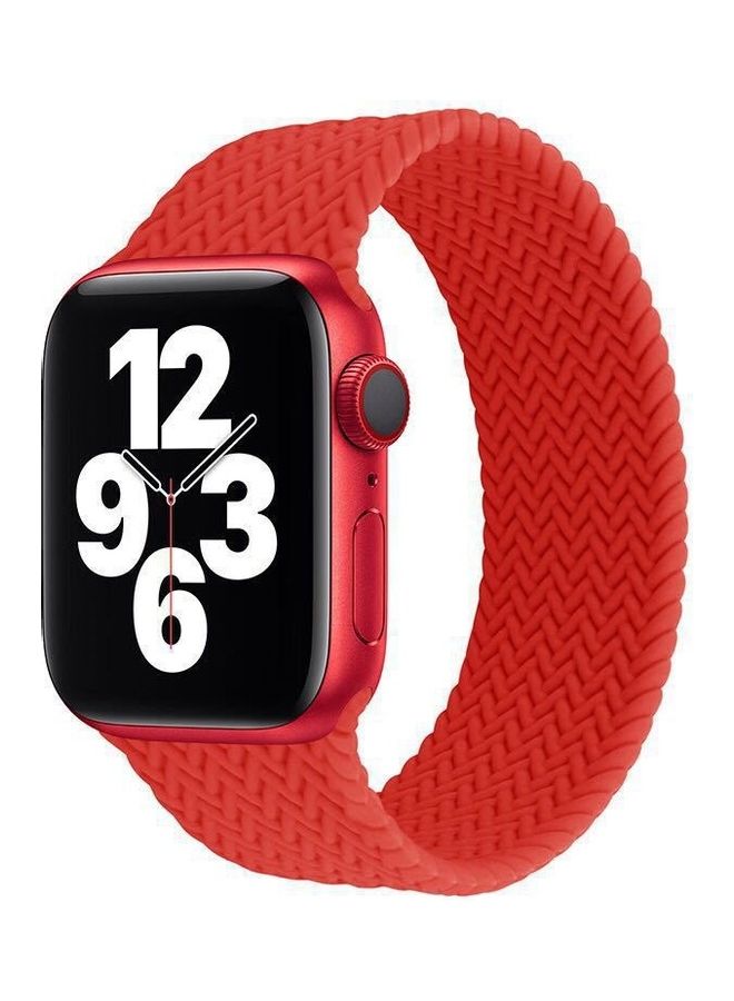 Foxcon - Silicon Braided Replacement Strap For Apple Watch Series 7/6/SE/5/4 45/44/42 mm Medium Red - Image 1