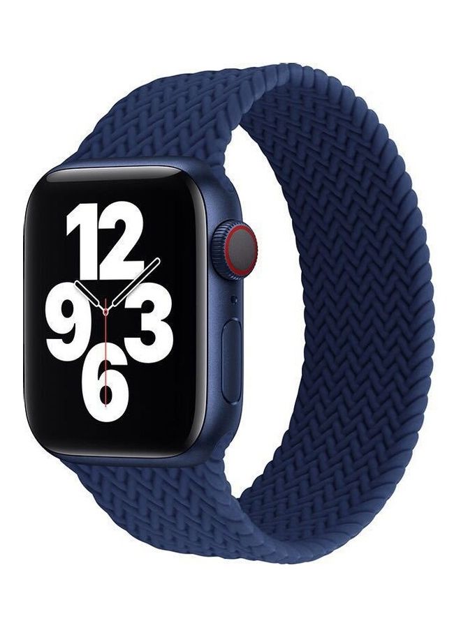 Foxcon - Silicon Braided Replacement Strap For Apple Watch Series 7/6/SE/5/4 45/44/42 mm Large Blue - Image 1