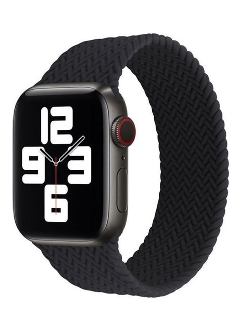 Silicon Braided Replacement Strap For Apple Watch Series 7/6/SE/5/4 41/40/38 mm Medium Black