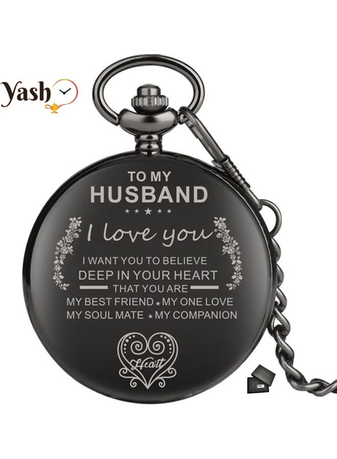 ياش ساعة جيب كوارتز بتصميم كلاسيكي تحمل عبارة I Love You Sweetheart Husband( احبك يا زوجي الحبيب) - Image 2