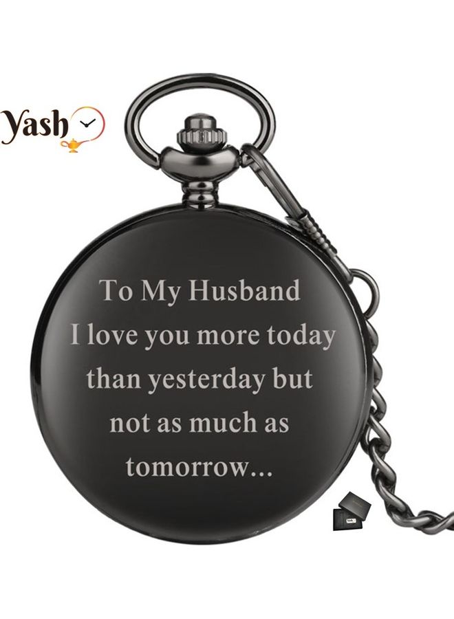 ياش ساعة جيب كوارتز بطبعة عبارة I Love You Husband Today & Tomorrow  - Image 2