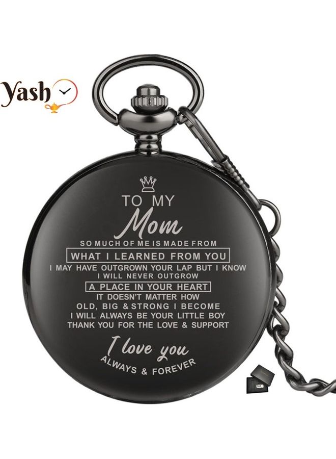 YASH - Retro Style I Love You MoM Quartz Pocket Watch - Image 1