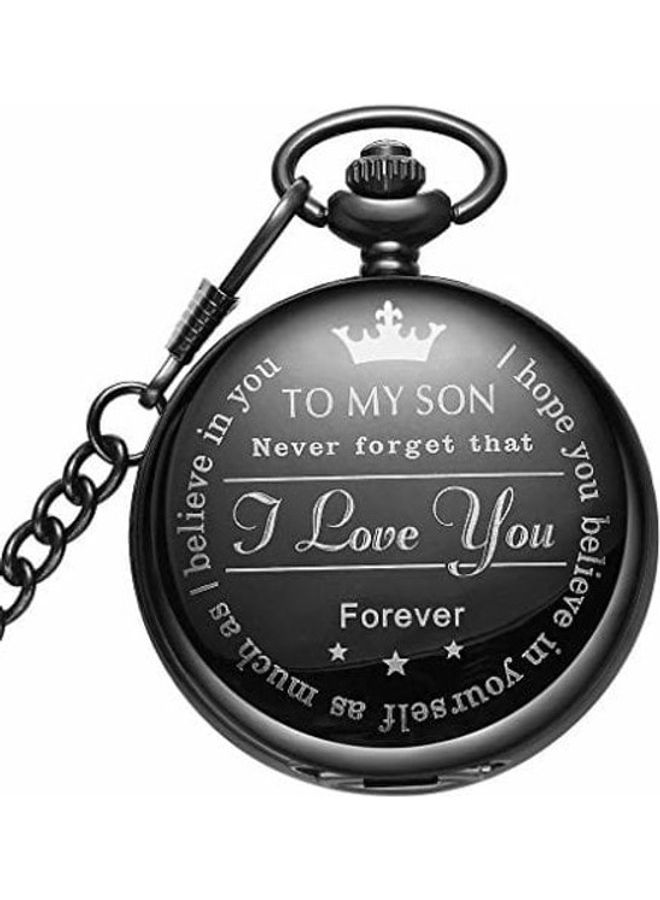 ياش ساعة جيب كوارتز بتصميم كلاسيكي ومطبوع عليها عبارة "I Love You Forever Son"  - Image 1