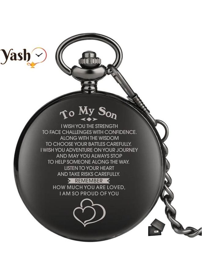 ياش ساعة جيب كوارتز بتصميم كلاسيكي مطبوع عليها عبارة I Love You Son  - Image 2