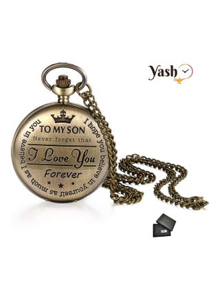 ساعة جيب كوارتز بتصميم كلاسيكي مطبوع عليها عبارة I Love You Son - v1606595771/N42649053A_2