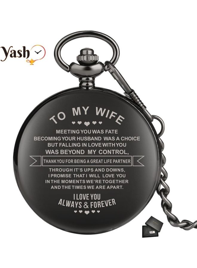 YASH - Retro Style I Love You Wife Quartz Pocket Watch - Image 1