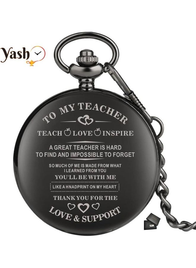 YASH - Retro Style I Love You Teacher Quartz Pocket Watch - Image 1