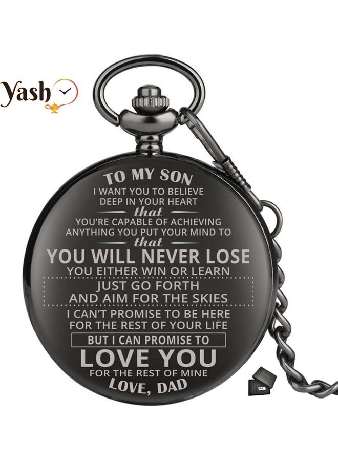 ياش ساعة جيب كوارتز بتصميم كلاسيكي مطبوع عليها عبارة I Love You Son من داد  - Image 2