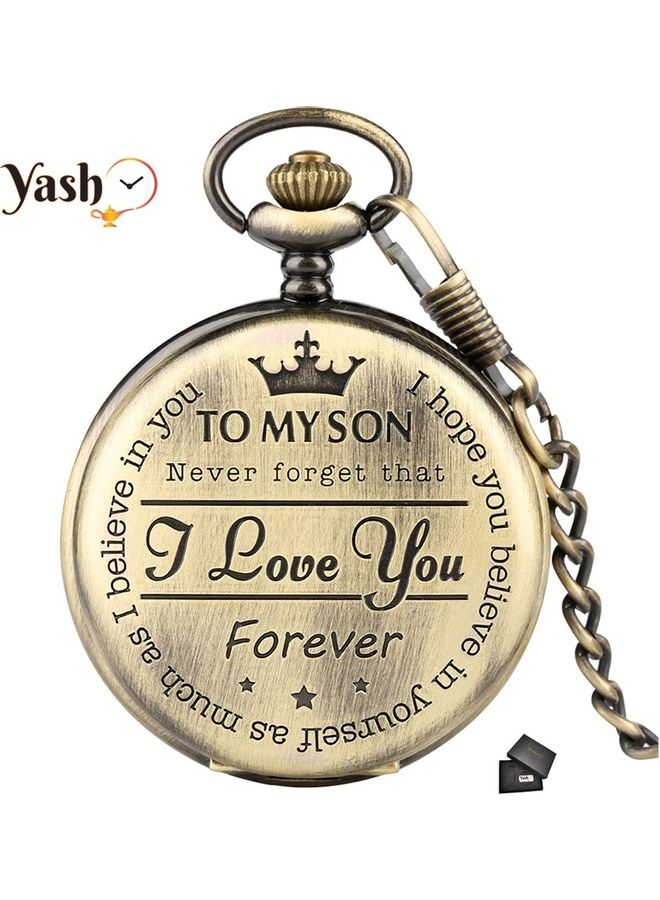 YASH - Retro Style I Love You SON Quartz Pocket Watch - Image 1