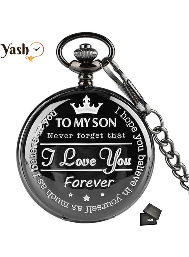 ياش ساعة جيب كوارتز بتصميم كلاسيكي مطبوع عليها عبارة "I Love You Son" للأمهات unisex - Image 2