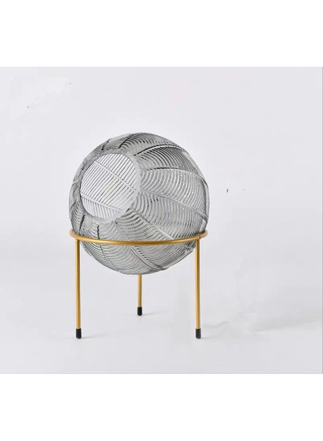 بيوينتي مزهرية من الزجاج الشفاف بطابع أوروبي وتصميم مبتكر لتزيين المنزل رمادي 28سم - Image 1