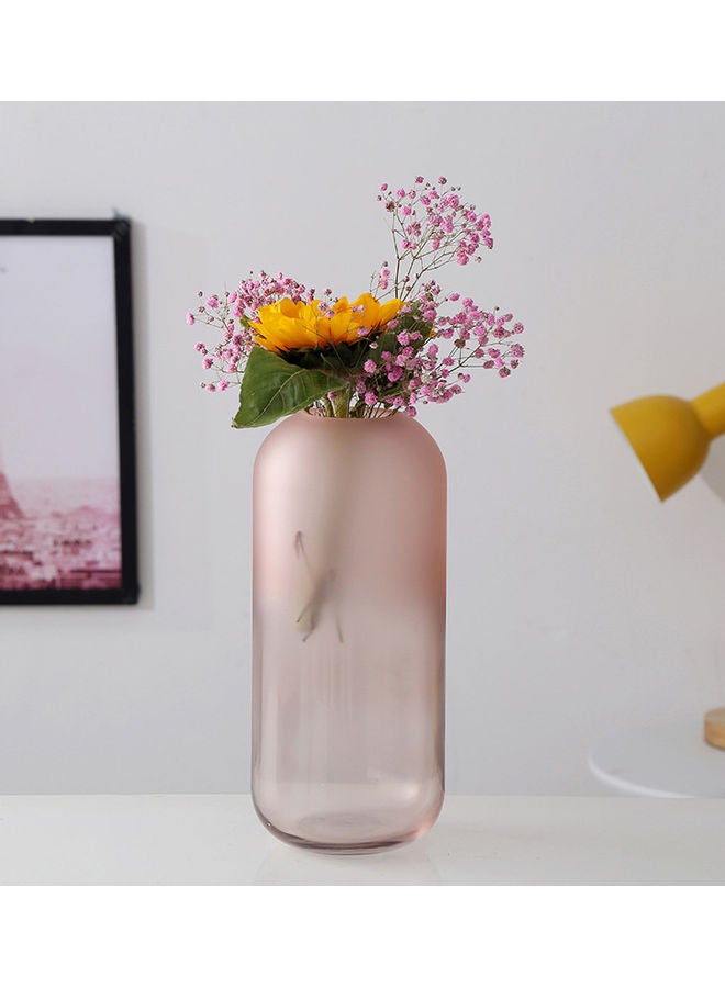 Beauenty Simple Peach Powder Frosted Table Decorative Glass Vase Pink 28.5cm - Image 3
