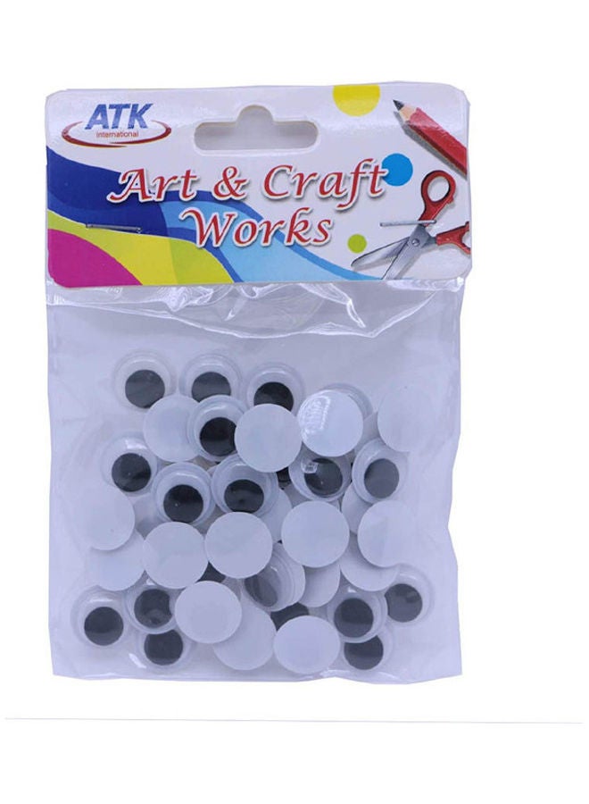 50-Piece Adhesive Wiggly Googly Eye Grey/Black/White