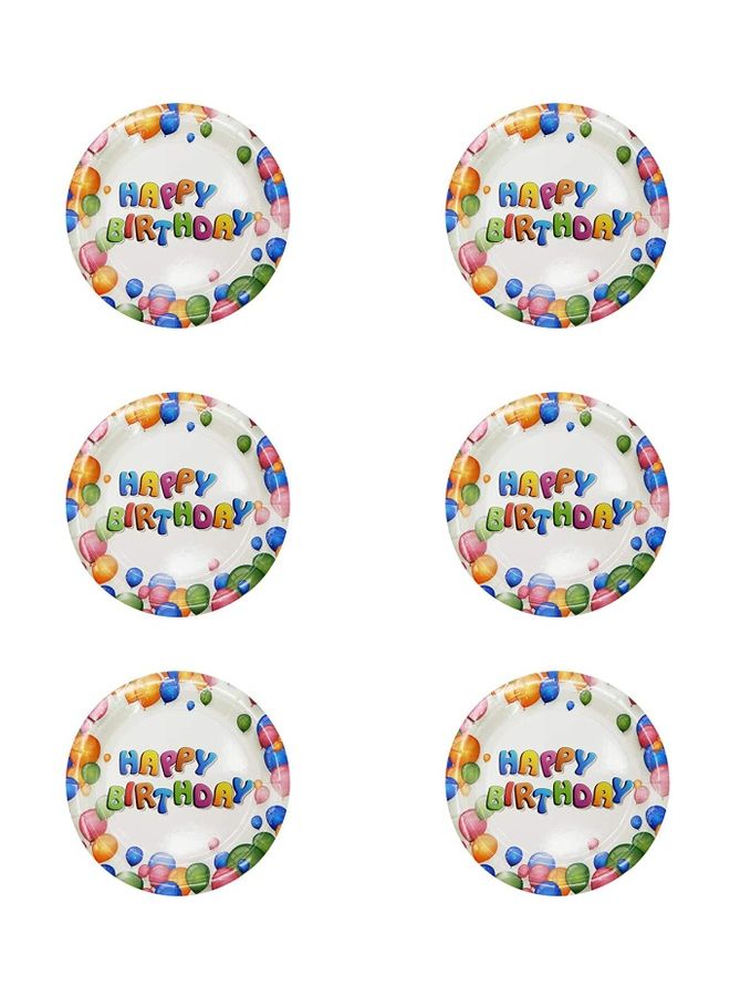 بارتي فن طقم أطباق ورقية للحفلات بطبعة عبارة "Happy Birthday" مكون من 6 قطع" 9بوصة - Image 1
