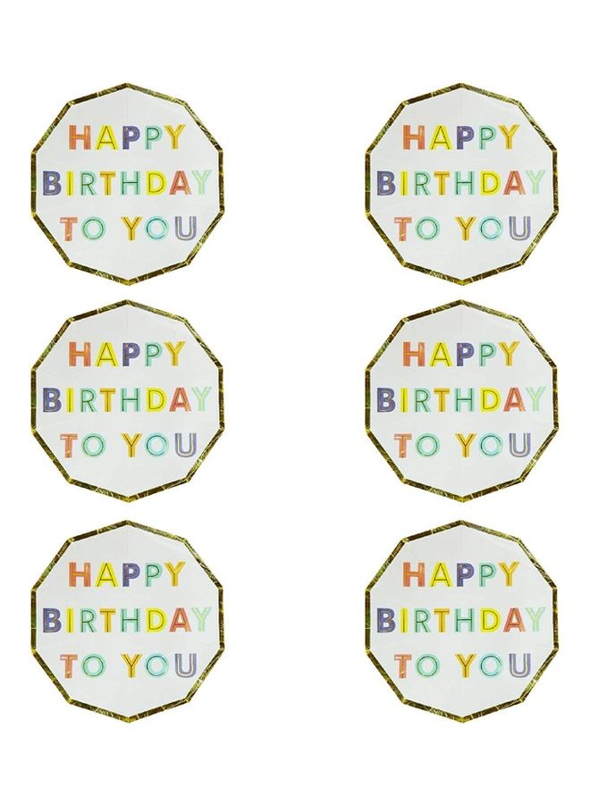 بارتي فن 6 أطباق ورقية للحفلات بطبعة "Happy Birthday To You" 7بوصة - Image 1