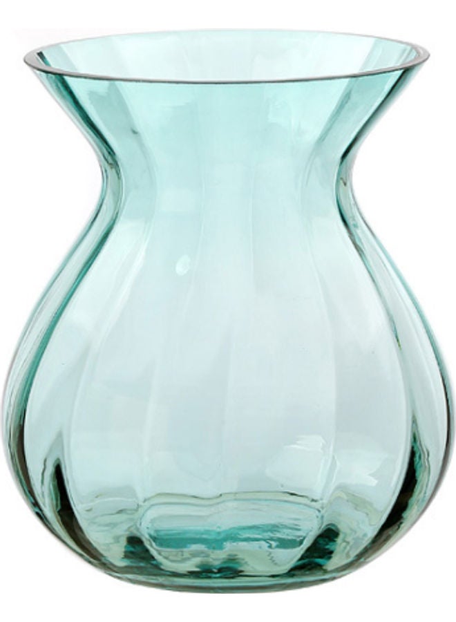 Beauenty European Style Simple Transparent Glass Office Desk Living Room Vase Blue 18cm  - Image 1