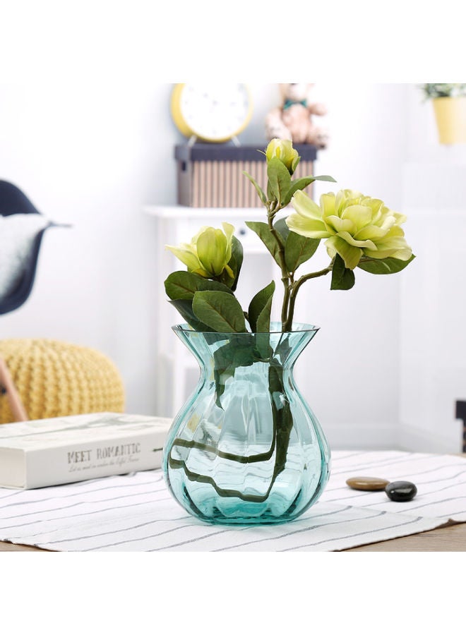 Beauenty European Style Simple Transparent Glass Office Desk Living Room Vase Blue 18cm  - Image 3