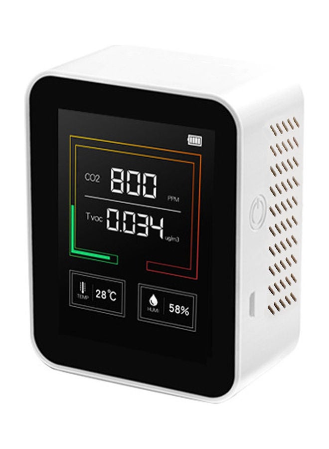 K03 Household Air Quality Detector Multifunctional C02 Temperature Humidity Tester LCD Display with Backlight White 14.50 x 4.50 x 13.00cm - Image 1