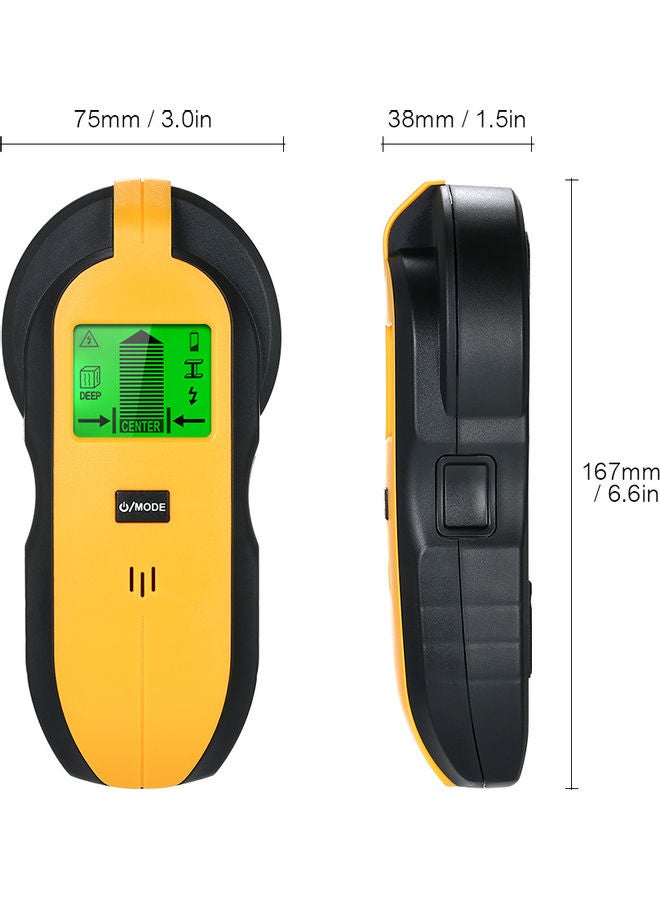 جهاز استشعار للكشف عن المسامير في الحائط مزود بشاشة LCD للكشف عن المسامير المعدنية وسلك التيار المتردد داخل الخشب. برتقالي 18.50 x 5.00 x 8.00سم - Image 3
