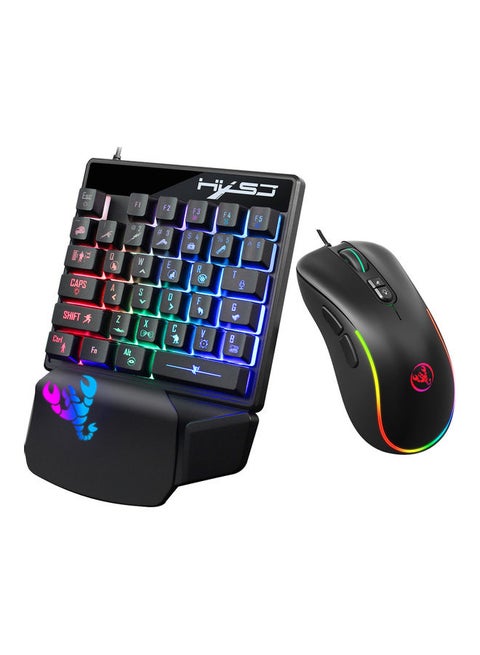 J300+v400  Combo Rgb Lighting Programmable Gaming Mouse+one-handed Game Keyboard Black