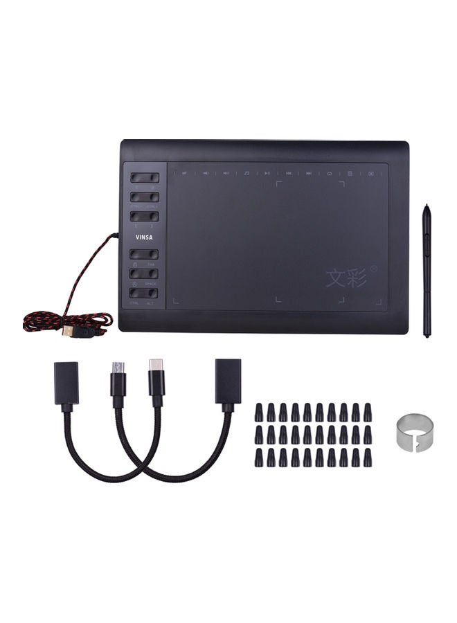 10x6 Inch Writing Board Digital Graphic Drawing Tablets Support Pc/laptop/smartphone Connection Electronic Black - Image 1