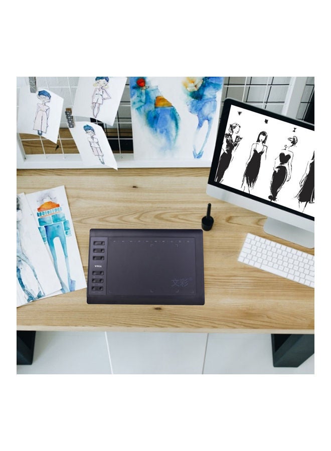 10x6 Inch Writing Board Digital Graphic Drawing Tablets Support Pc/laptop/smartphone Connection Electronic Black - Image 4