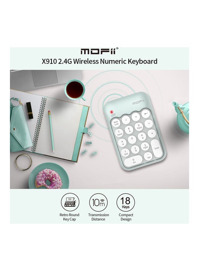Generic - Mofii X910 2.4g Wireless Numeric Keyboard Portable 18 Keys Financial Accounting Office Green(Mix colour) Blue - Image 1