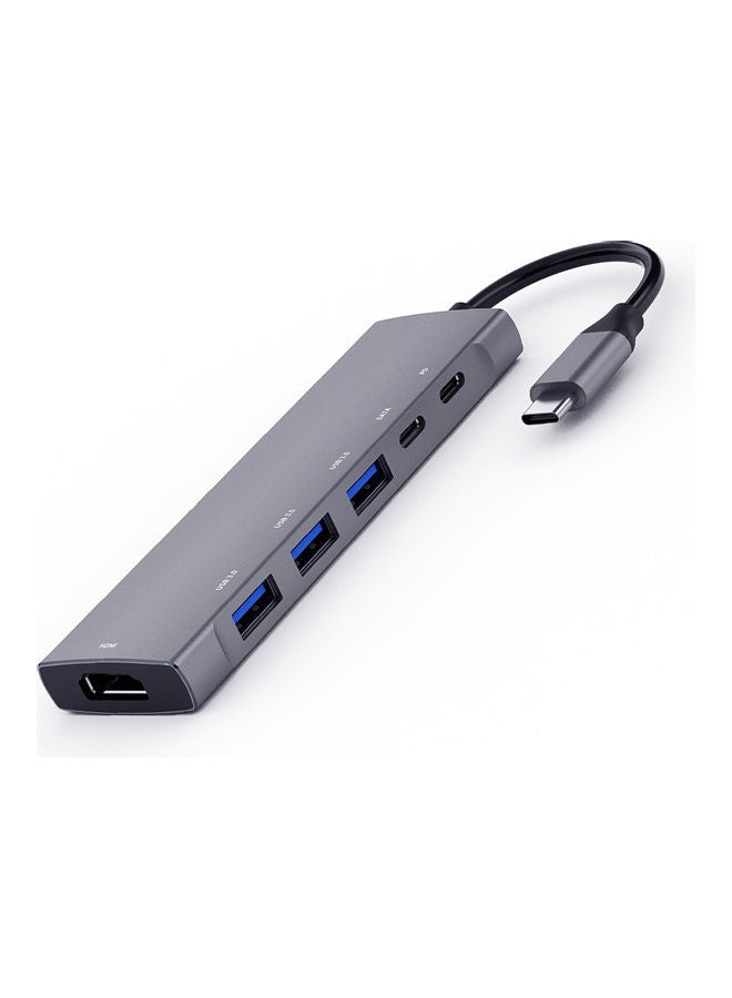 وصلة 9 في 1 متعدد الوظائف من Type-C إلى 4K HD للشحن ونقل البيانات/USB3.0/SD TF/HD/3.5 مم رمادي - Image 1