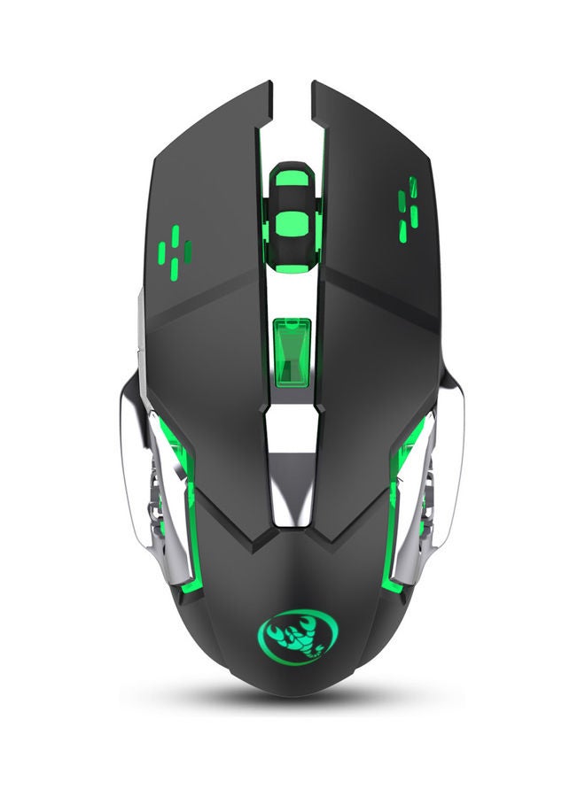 إتش إكس إس جيه ماوس ضوئي لاسلكي للألعاب Hxsj M70 2.4g بألوان متغير عند الشحن مع DPI قابل للتعديل متوافق مع أجهزة الحاسوب والنوت بوك واللابتوب أسود - Image 1