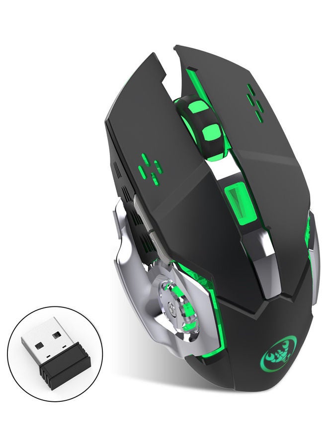 إتش إكس إس جيه ماوس ضوئي لاسلكي للألعاب Hxsj M70 2.4g بألوان متغير عند الشحن مع DPI قابل للتعديل متوافق مع أجهزة الحاسوب والنوت بوك واللابتوب أسود - Image 3