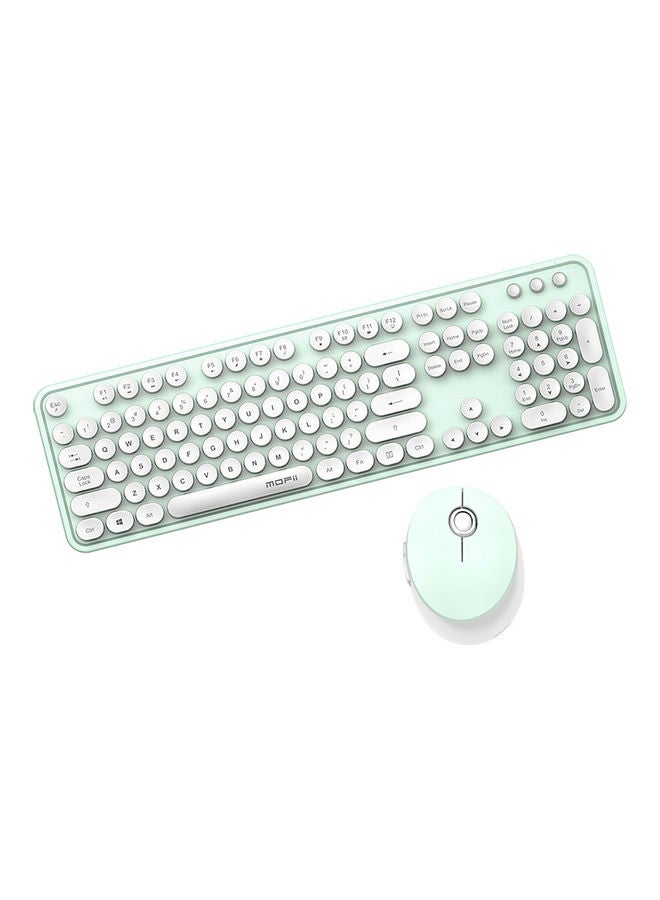 Mofii Sweet Combo Pure Color 2.4G Wireless Keyboard Mouse Set Circular Suspension Key Cap For PC Laptop Green  - Image 1